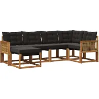 vidaXL Outdoor-Sofagarnitur 6 Stk. Natürlich und Schwarz
