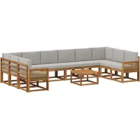 vidaXL Outdoor-Sofagarnitur 11 Stk. Natürlich und Hellgrau