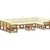 vidaXL Outdoor-Sofagarnitur 11 stk. Natur und Creme Massivholz Akazie