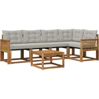 vidaXL Outdoor-Sofagarnitur 6 Stk. Natürlich und Hellgrau