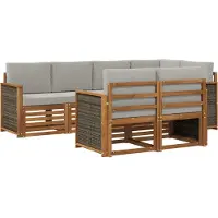 vidaXL Outdoor-Sofagarnitur 6 Stk. Natürlich und Hellgrau