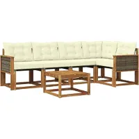 vidaXL Outdoor-Sofagarnitur mit Kissen 6 pcs Natur und Creme