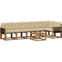 vidaXL Outdoor-Sofagarnitur 7 Stk. Natur und Beige