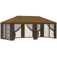 Syfax Garten Pavillon mit Seitenwänden 6 x 3 m Taupe