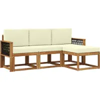 vidaXL Outdoor-Sofagarnitur 4 Stk. Natur und Creme