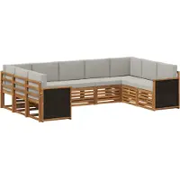 vidaXL Outdoor-Sofagarnitur 7 Stk. Natürlich und Hellgrau