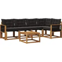 vidaXL Outdoor-Sofagarnitur 6 Stk. Natürlich und Schwarz