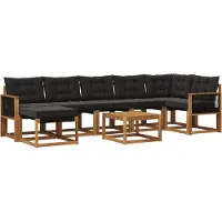vidaXL Outdoor-Sofagarnitur 8 Stk. Natürlich und Schwarz