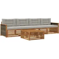 vidaXL Outdoor-Sofagarnitur 5 Stk. Natürlich und Hellgrau