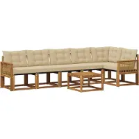 vidaXL Outdoor-Sofagarnitur 7 Stk. Natur und Beige