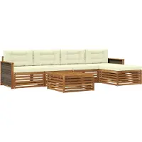 vidaXL Outdoor-Sofagarnitur 6 stk. Natur und Creme
