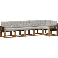 vidaXL Outdoor-Sofagarnitur mit Kissen 6 pcs Natürlich und Hellgrau