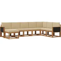 vidaXL Outdoor-Sofagarnitur 8 Stk. Natur und Beige Massivholz Akazie