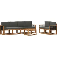vidaXL Outdoor-Sofagarnitur 6 Stk. Natur und Anthrazit