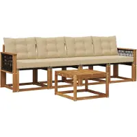 vidaXL Outdoor-Sofagarnitur 5 Stk. Natur und Beige
