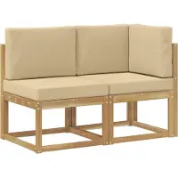 vidaXL Outdoor Mittel- und Ecksofa 2 Stück Weiß Massivholz Akazie