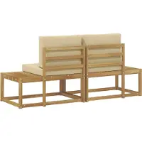 vidaXL Outdoor End Sofa mit Kissen 2 Stück Weiß Massivholz Akazie