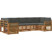 vidaXL Outdoor-Sofagarnitur 6 Stk. Natur und Anthrazit