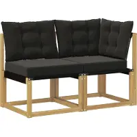 vidaXL Outdoor Mittel- und Ecksofa mit Kissen 2 Stück Weiß
