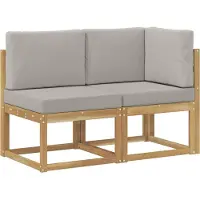 vidaXL Outdoor Mittel- und Ecksofa 2 Stück Weiß Massivholz Akazie