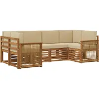 vidaXL Ecksofa Set 5 pcs Natur Massives Akazienholz und Polyester
