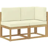vidaXL Outdoor Mittel- und Ecksofa 2 Stück Weiß Massivholz Akazie