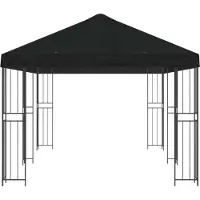 vidaXL Gartenpavillon 6 x 3 m Schwarz Polyester und Stahl 190 gsm