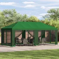 vidaXL Möbel Garten Pavillon 6 x 3 m Grün Polyester und Stahl 190Pavillons & Partyzelte - Pavillons & Partyzelte c188