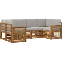 vidaXL Ecksofa Set mit Kissen 5 pcs Natürlich und Hellgrau