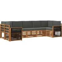 vidaXL Outdoor-Sofagarnitur 6 Stk. Natur und Anthrazit