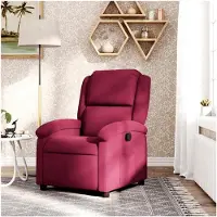 Markenlos Weinroter Relaxsessel mit Liegefunktion - Samt, 71x86,5x99,5 cm - Wohnzimmer