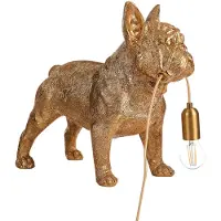 Beliani Tischlampe Gold Kunstharz 43 cm Hoch 1-Flammig Glühbirnen-Optik Tiermotiv Hund Langes Kabel mit Schalter Glam Nachttischlampe Leselampe