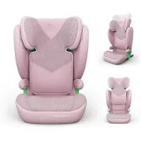 Kinderkraft JUNIOR FIX 2 PLUS Kindersitz, Verstellbare Kopfstütze, H-GUARD, SPS, ISOFIX und Gurtmontage, Atmungsaktiver AIR FLOW Bezug, Rosa