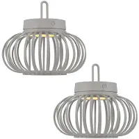 JUST LIGHT 2er Set LED Pendel-/Tischleuchte, sandfarben, Touchdimmer, D 25 cm