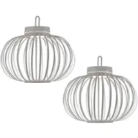 JUST LIGHT 2er Set LED Akku Pendel-/Tischleuchte, greige, Touchdimmer, D 36 cm