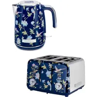 VQ Laura Ashley Frühstücks-Set – Jug-Wasserkocher 1,7 l & 4-Schlitz-Toaster – Elveden Marine von