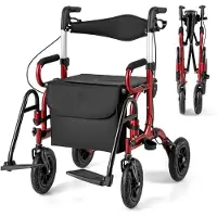 Northix Faltbarer Leichtgewicht-Rollator mit Luftreifen und Sitz