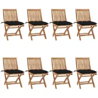 vidaXL Möbel Klappbare Gartenstühle mit Kissen 8 Stk. Massivholz Teak - Esstischstuhl 3072883
