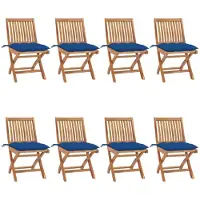 vidaXL Möbel Klappbare Gartenstühle mit Kissen 8 Stk. Massivholz Teak - Gartenstühle 3072886