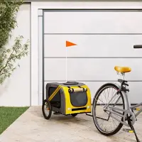 vidaXL 2024 Moderne Hundebuggys Fahrradanhänger Hunde Gelb und Grau Oxford-Gewebe und Eisen 341790