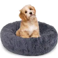 OEM Luxus Hundebett Donutform aus Imitations-Pelz für unterwegs, mit Gelenk- & Kopfunterstützung