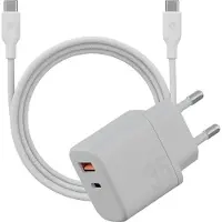 EnerGea Bazic Goport Velox Kit 1Xusb-C 1Xusb-A Gan 35W Ladegerät mit Flechtkabel Weiß