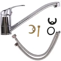 BOTLE Klassischer Spültisch-Standmischer mit verlängertem Auslauf Einhebelmischer Mischbatterie 360° Schwenkbereich Wasserhahn Küchenarmatur Armatur Küchenspüle Spültischarmatur mit Ein Knopfen