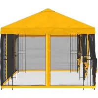 vidaXL Pavillon mit Seitenwänden 6 x 3 m Gelb Polyester und Stahl