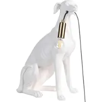 Beliani Tischlampe Weiß Kunstharz 44 cm Hoch 1-Flammig Glühbirnen-Optik Tiermotiv Hund Windhund Langes Kabel mit Schalter Glam Leselampe
