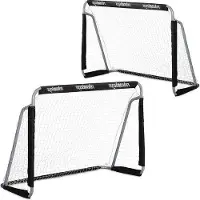 Markenlos Fußballtore Set von 2 - 110x150x75 cm, stabil, schwarz, Metall