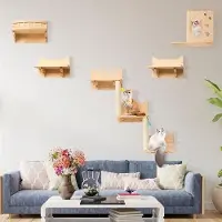 OEM 5-teiliger Katzenkletterwand-Set, Holz, stabil, mit Plüschbällen