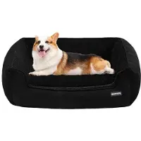 OEM Hundebett, abnehmbar, wasbar, Schwarz, 90x75x25cm, Kissen