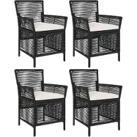 vidaXL “2026 Modern“ Schwarz Gartenstuhl mit Kissen 4 pcs Schwarz und Creme Poly-Rattan - Designermöbel 96672 - Gartenstühle