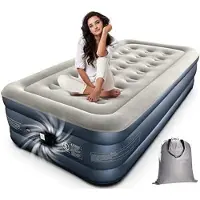 OEM Einzel-Luftbett mit Pumpe, 190x100x46cm, 250kg, Weiß/Grau, Selbstaufblasend